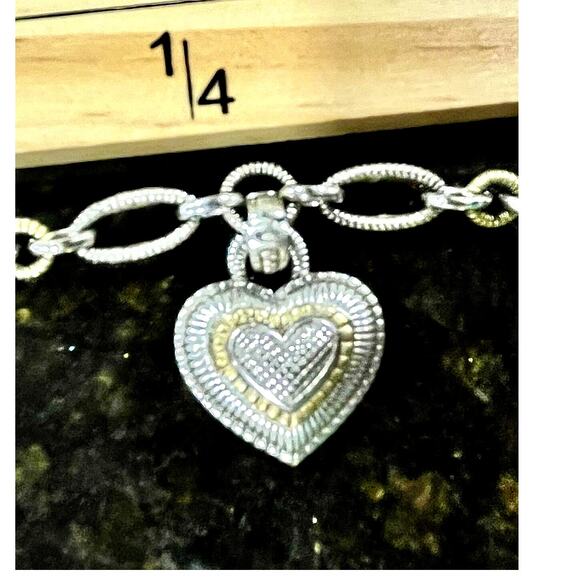 Judith Ripka 925 Sterling Silver 18k Gold Filigree Heart...